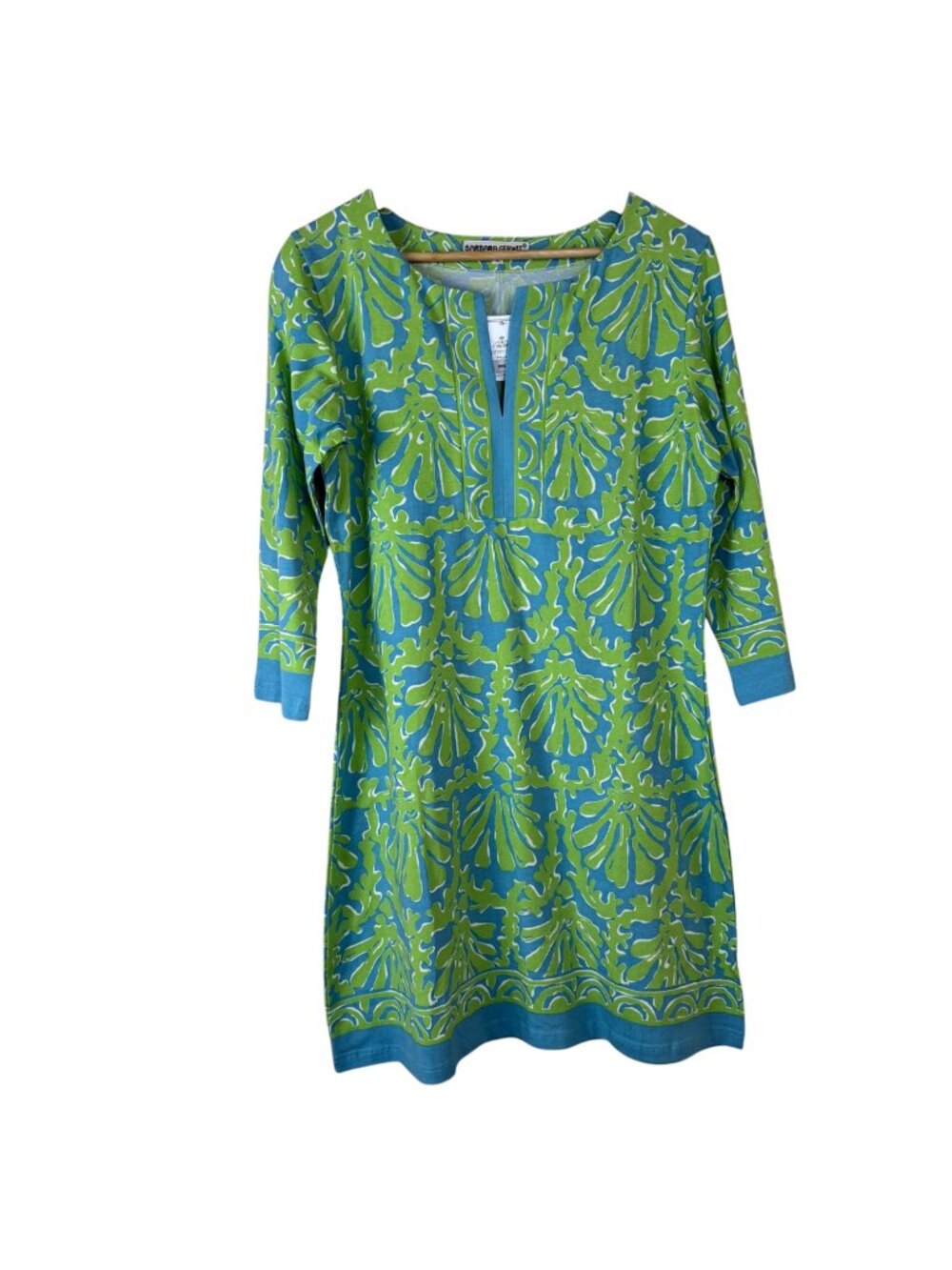 Barbara Gerwit NEW Colorful Midi Dress Size L Summer Beachy Coastal Blue Green